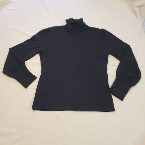 Ann Taylor Sweaters - Ann Taylor Merino Wool Sz S Black Turtle Neck Sweater Victorian Sleeve
